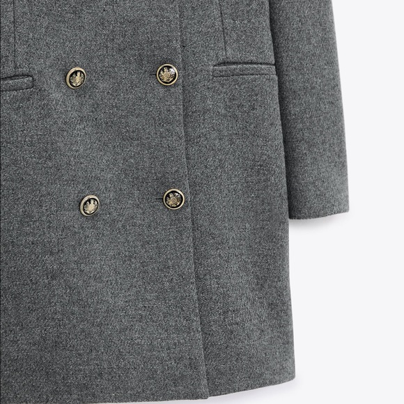 ZARA DOUBLE BREASTED WOOL COAT GOLD BUTTONS - Picture 6 of 10